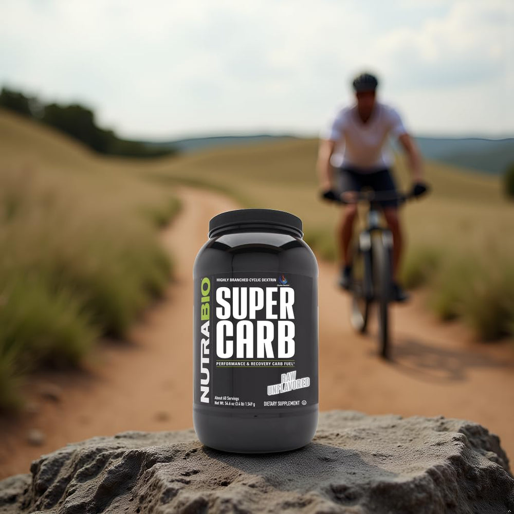 Dissolved NutraBio Super Carb in water illustrating smooth energy release