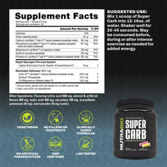 NutraBio Super Carb being mixed in water suggests easy hydration and mixability.
