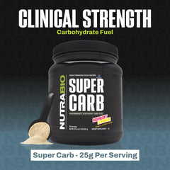 NutraBio Super Carb nutrition panel highlights transparent ingredient list.