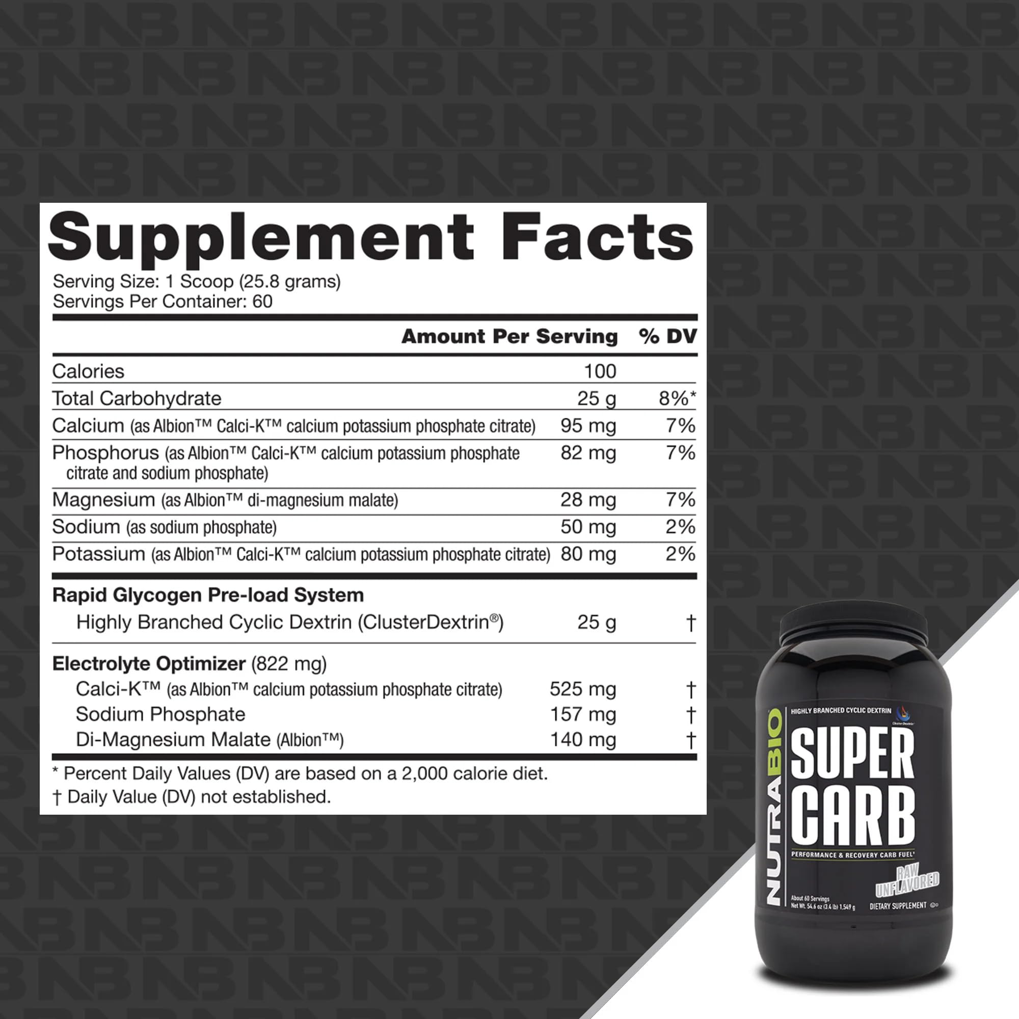 NutraBio Super Carb shaker with unflavored powder ready to blend