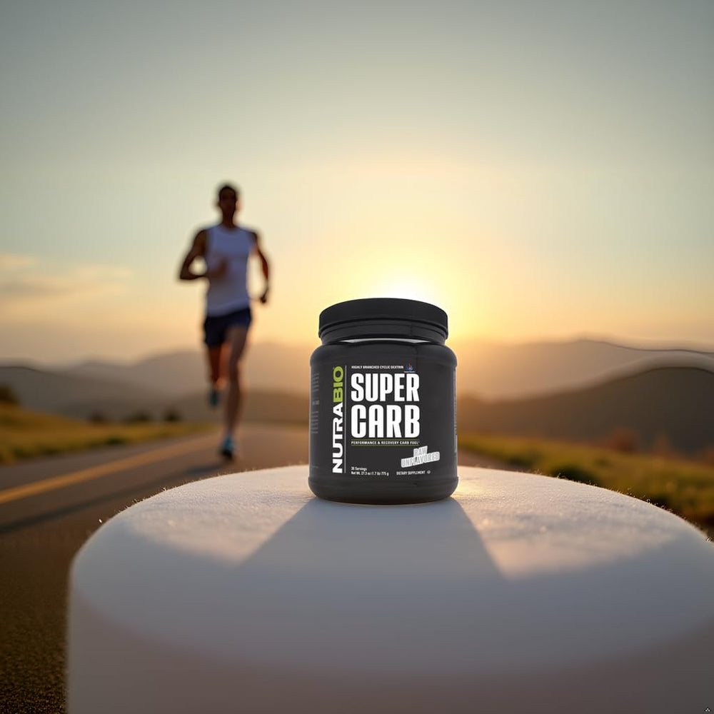NutraBio Super Carb third-party test seal indicates product purity.