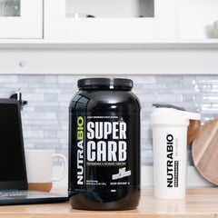 Training scene featuring NutraBio Super Carb fueling endurance activity