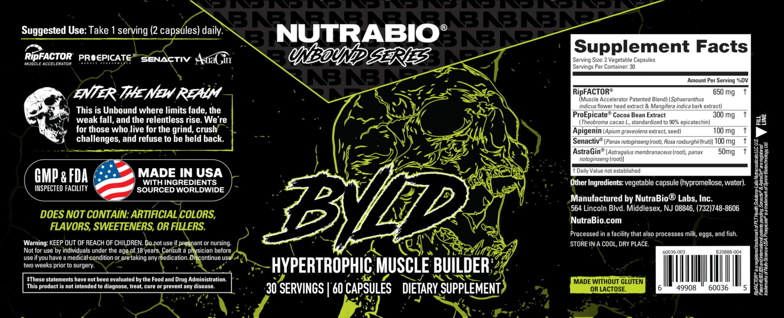 NutraBio Unbound BYLD travel pack designed for workouts.