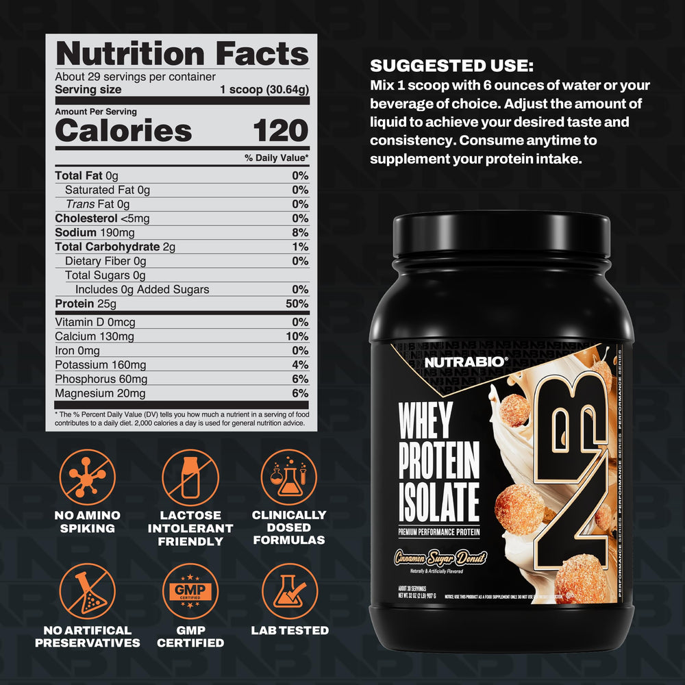 NutraBio shaker ready to blend Cinnamon Sugar Donut whey for a quick shake