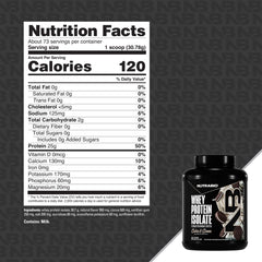 NutraBio Whey Isolate cookies-cream glass suggests creamy flavor and post-workout satisfaction.