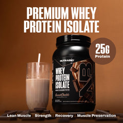 NutraBio whey isolate nutrition panel highlighting essential amino acids for recovery.