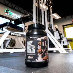 NutraBio Whey Isolate Smores shaker with smooth shake