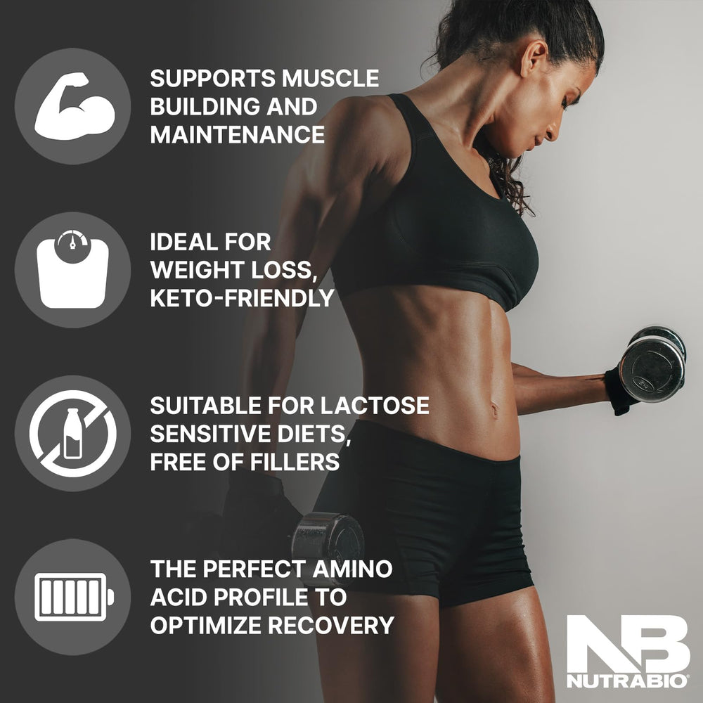 NutraBio whey isolate strawberry-ice-cream-flavor image invites delicious low-fat protein option.