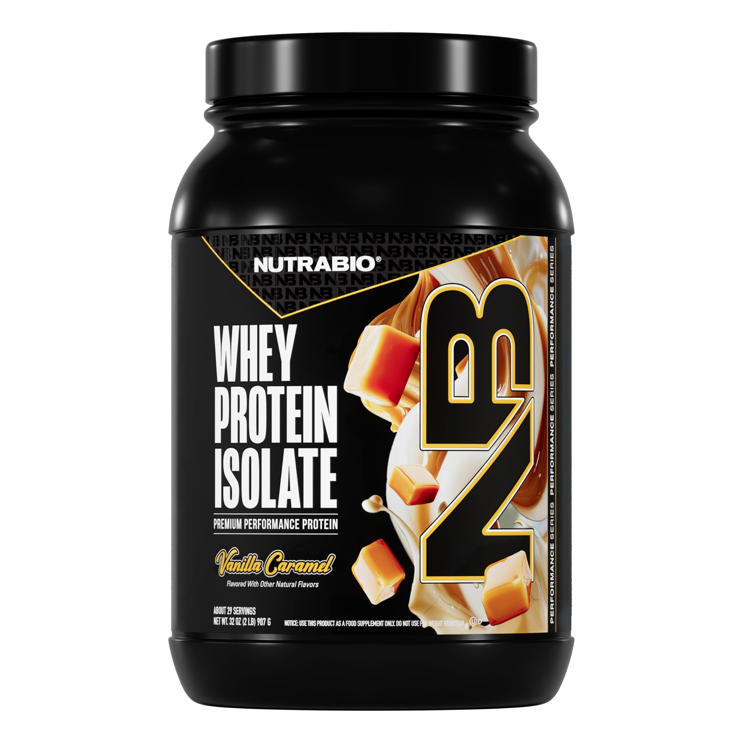 NutraBio Whey Protein Isolate tub front for active lifestyle