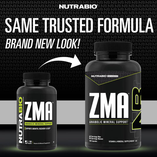 NutraBio ZMA capsules close-up highlighting the compact nightly form.