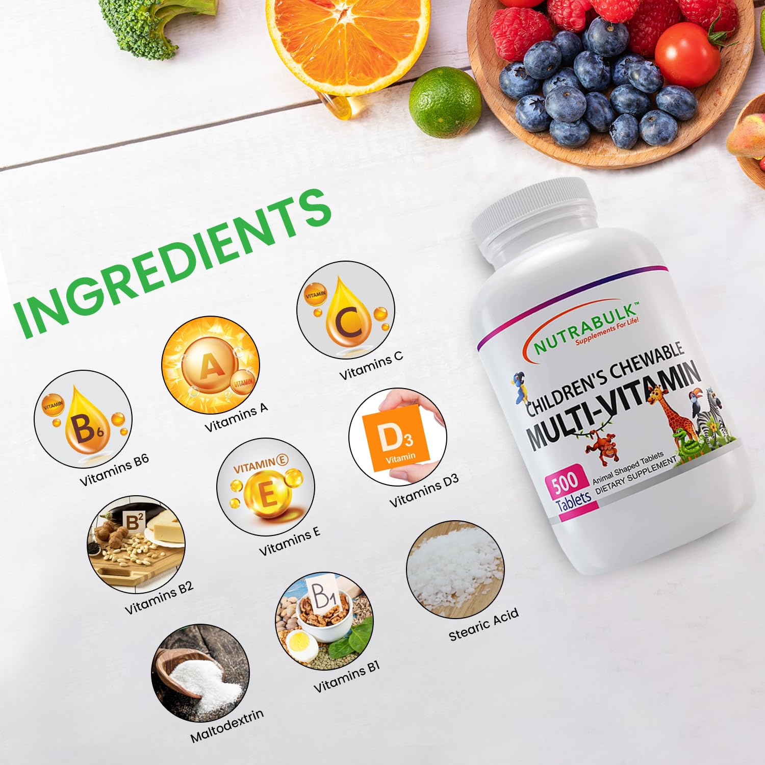NutraBulk lions-shaped vitamins add a playful touch to essential nutrients