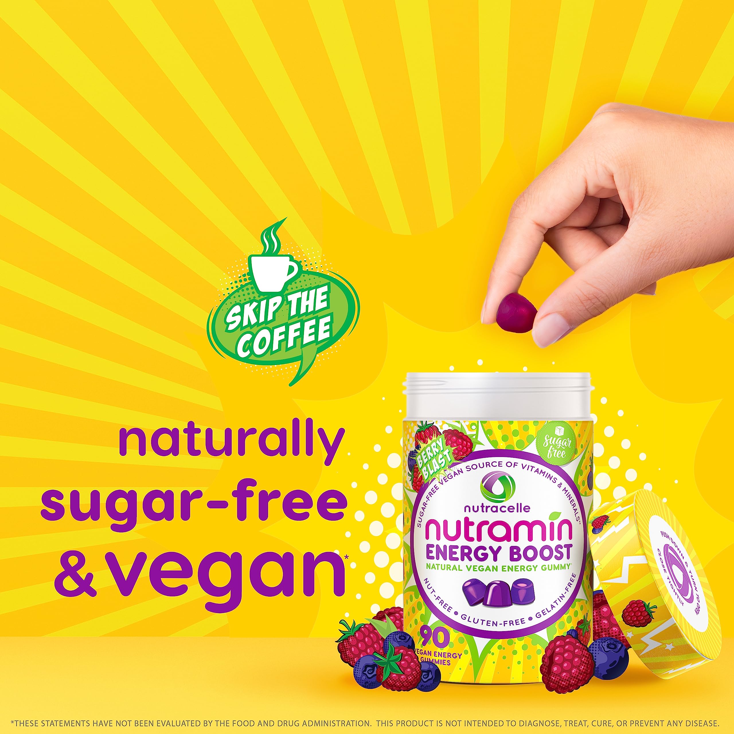 Nutramin Energy Boost vegan-icon emphasizes plant-based, allergen-friendly formula