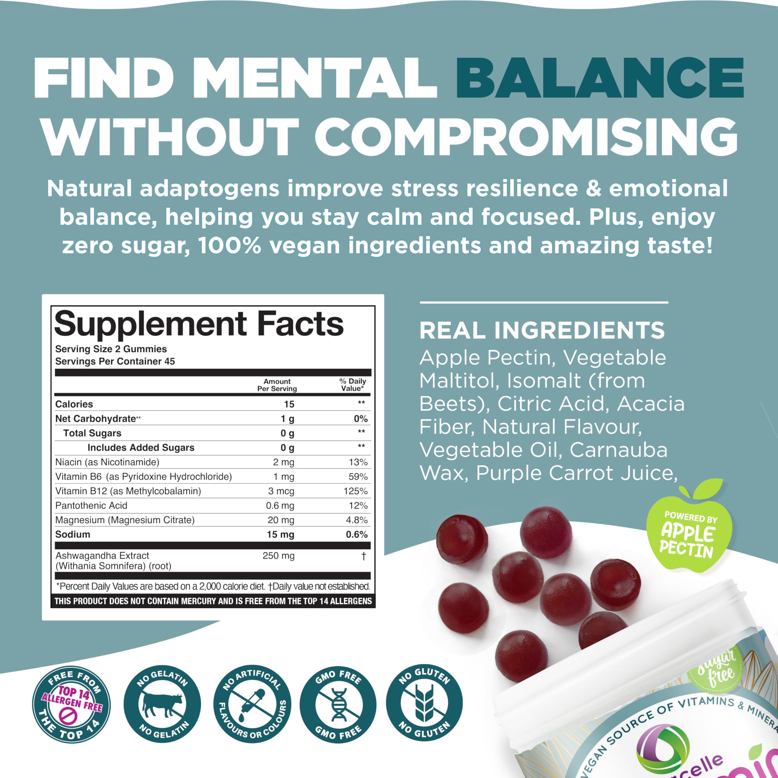 Nutracelle Nutramin Mood Boost packaging front showing vegan and sugar-free formula.