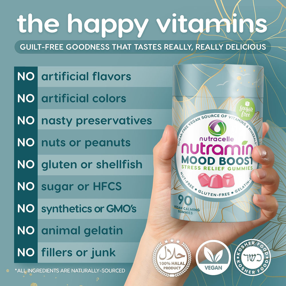 Nutracelle Nutramin Mood Boost sugar-free tag indicates keto-friendly option.