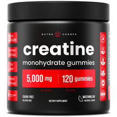 NutraChamps Creatine Gummies 5g serving for convenient gym performance support.