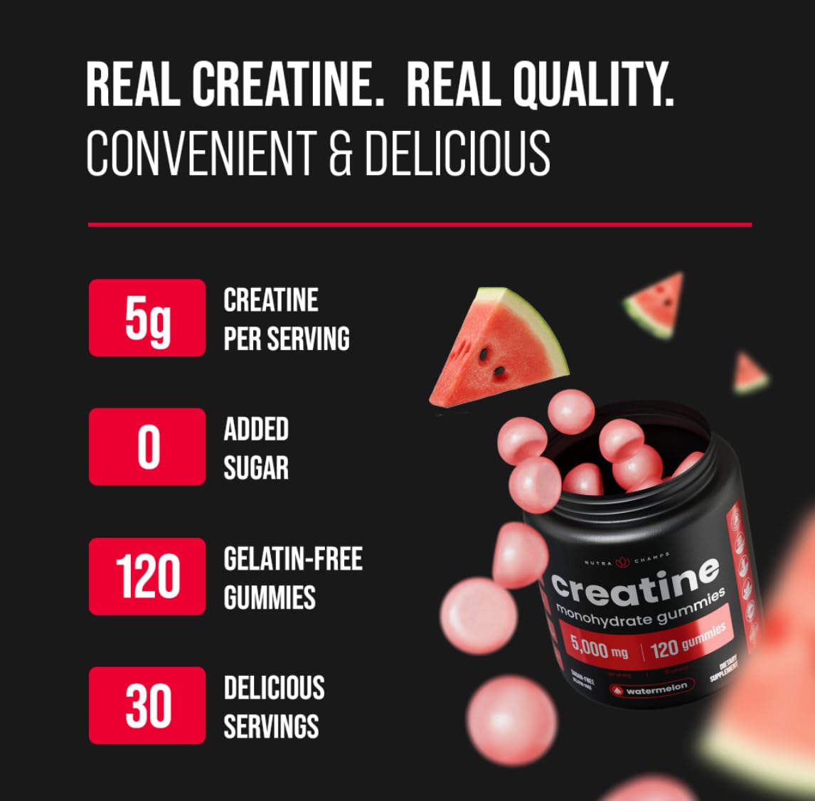NutraChamps Creatine Gummies Plant-based, non-GMO, gelatin-free for clean supplementation.