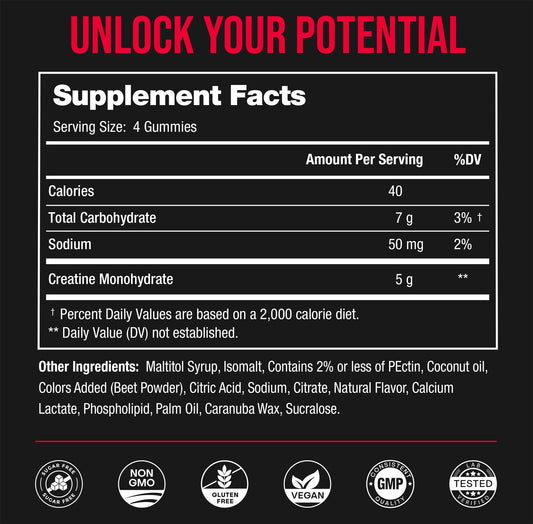 NutraChamps Creatine Gummies Watermelon Flavor offering sugar-free, tasty energy for workouts.
