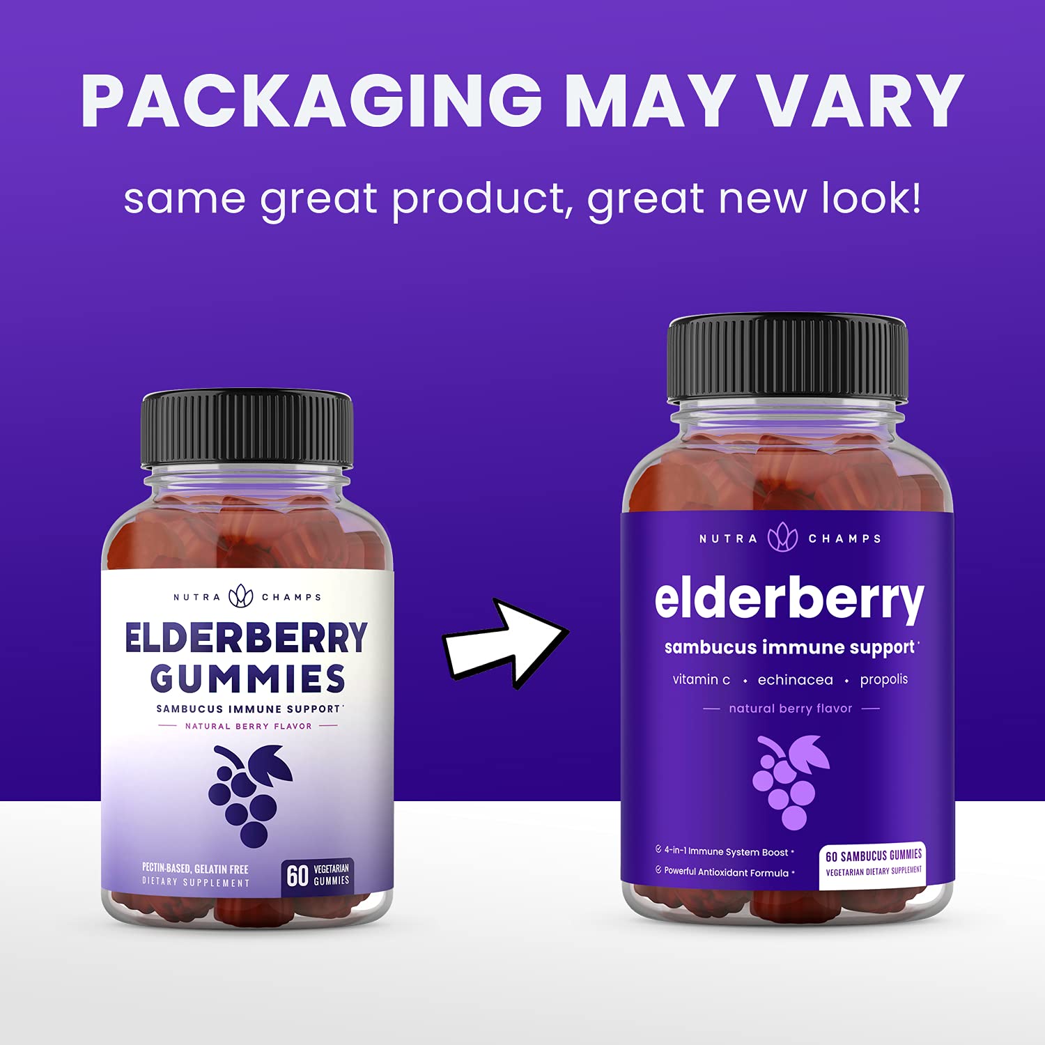 NutraChamps Elderberry Gummies seasonal protection in a tasty chew