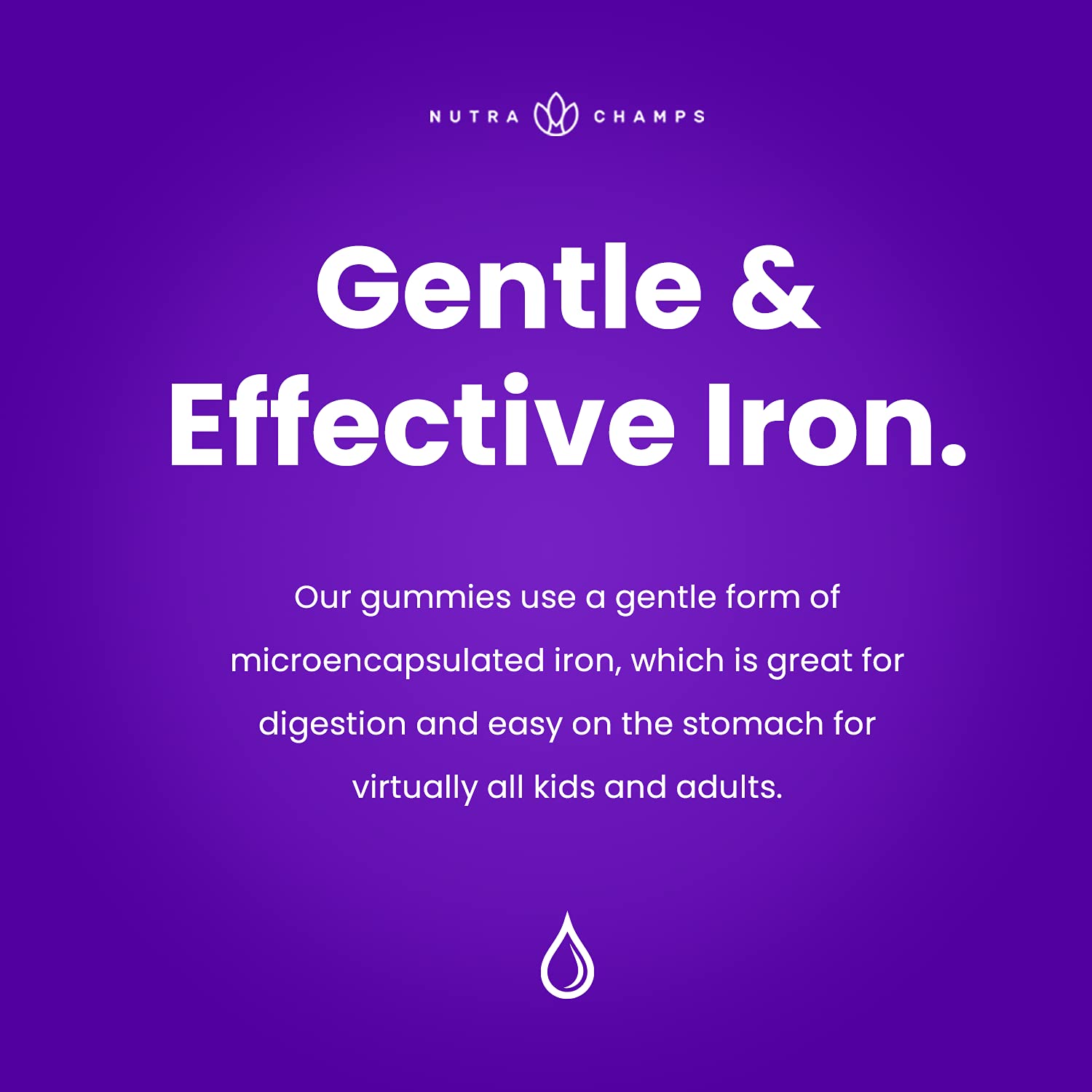 NutraChamps iron gummies on the go for convenient daily use.
