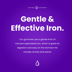 NutraChamps iron gummies on the go for convenient daily use.