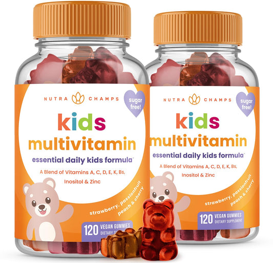 NutraChamps Kids Gummies Strawberry bottle supports daily nutrition and immune support.