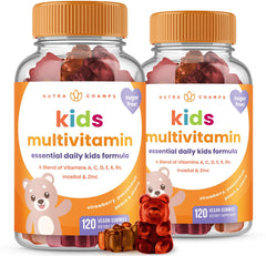 NutraChamps Kids Gummies Strawberry bottle supports daily nutrition and immune support.
