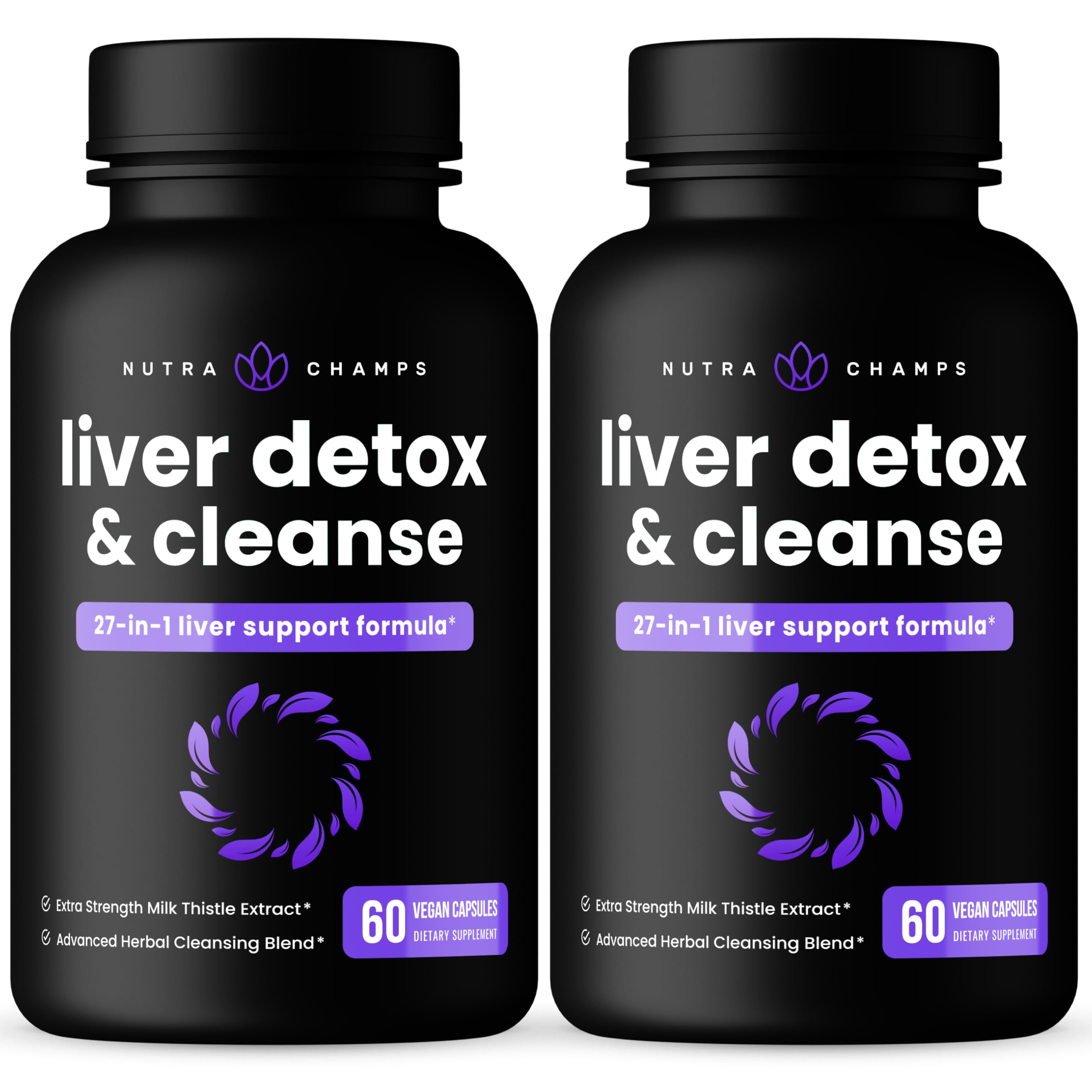 NutraChamps Liver Cleanse bottle on a clean surface, signaling daily detox support.