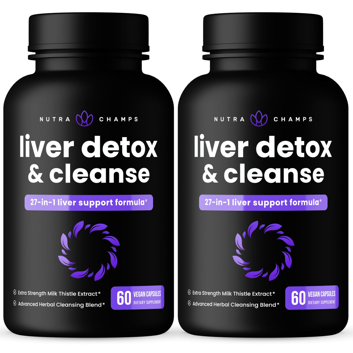 NutraChamps Liver Cleanse bottle on a clean surface, signaling daily detox support.