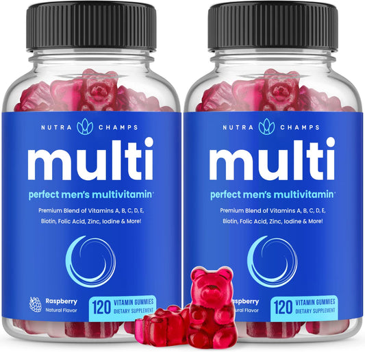 NutraChamps men's multivitamin gummies bottle front for daily wellness.