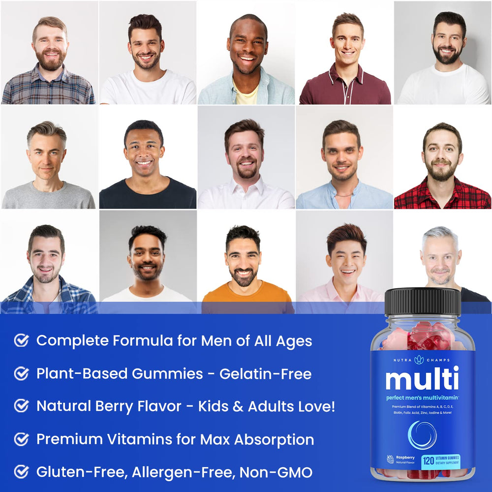 NutraChamps men's multivitamin nutrition label showing broad vitamin blend.