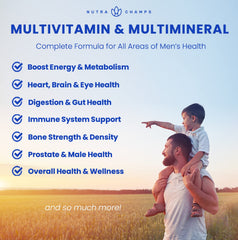 NutraChamps men's multivitamin natural berry flavor seen in packaging.