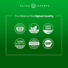 NutraChamps Organic Super Greens bottle top highlights freshness and convenience.