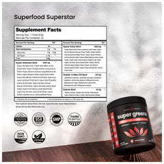 NutraChamps Super Greens powder poured into a glass with smoothie.