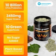 NutraChamps ingredients label emphasizing organic greens and enzyme blends
