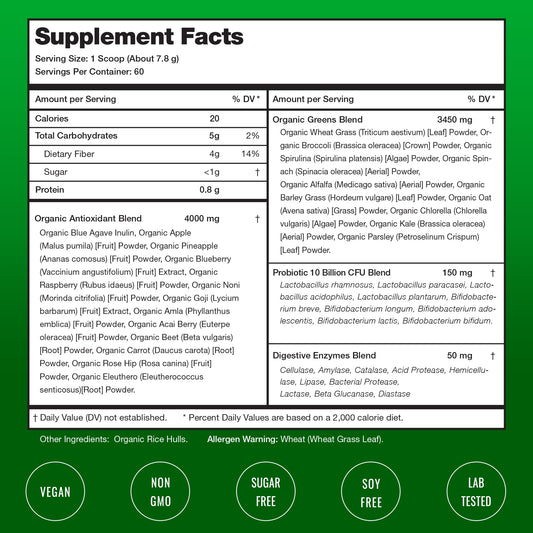 NutraChamps Super Greens powder scoop ready for easy servings