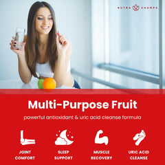 NutraChamps Tart Cherry Gummies with water demonstrating easy consumption.