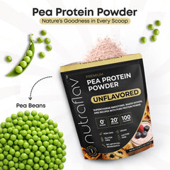 Nutraflav unflavored pea protein powder blends easily into smoothies.