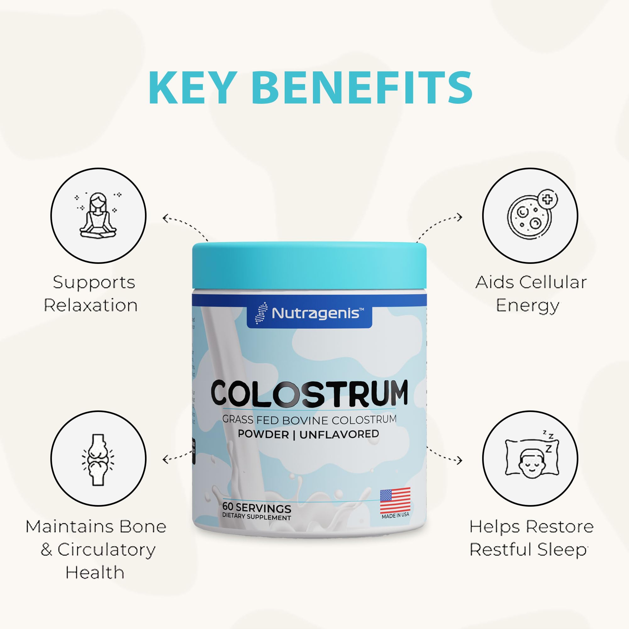 Nutragenis immune support and digestion benefits visual for everyday wellness.