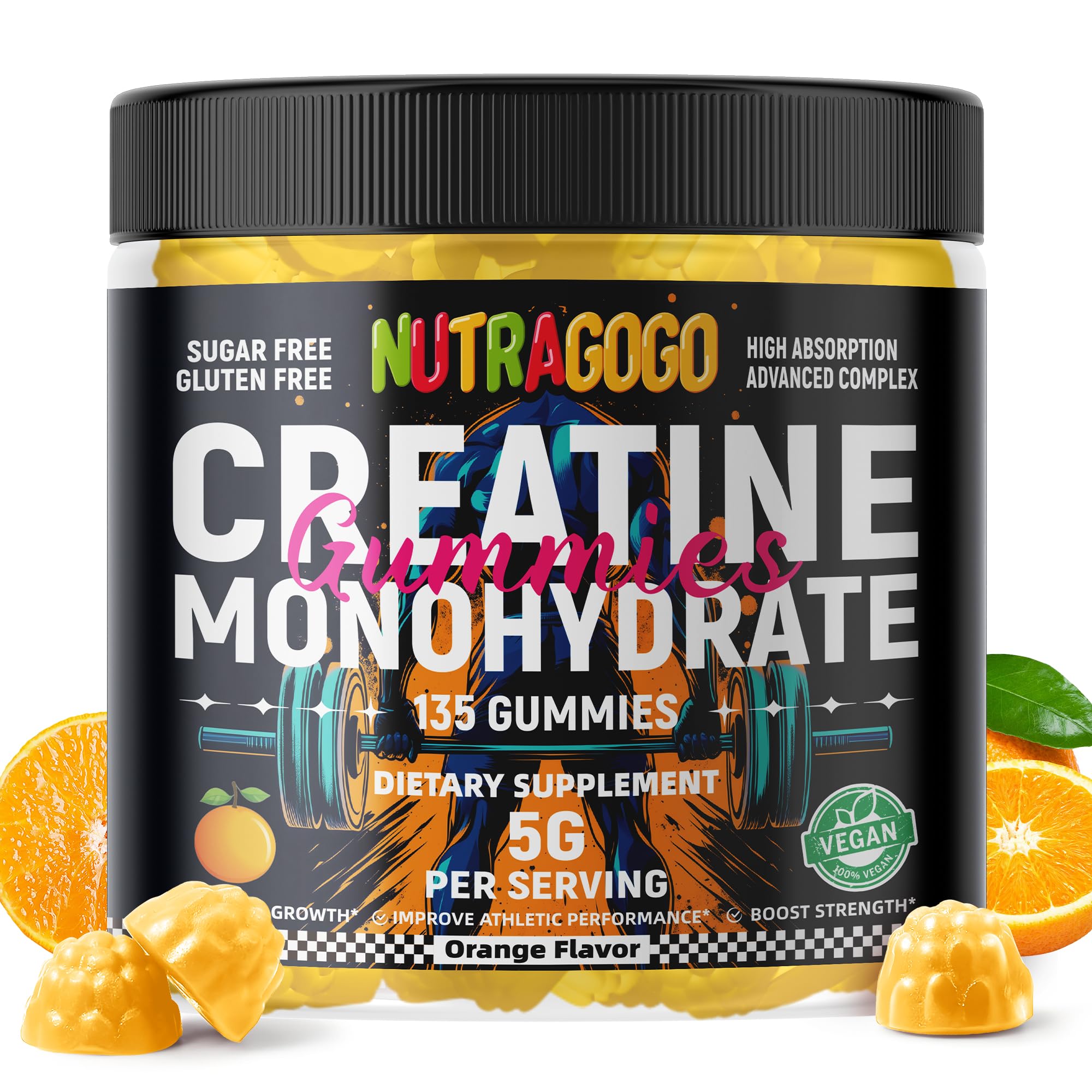 Serving suggestion image shows three gummies per serving.