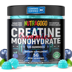 NUTRAGOGO Creatine Gummy bottle front showing label and flavor-friendly design for daily use