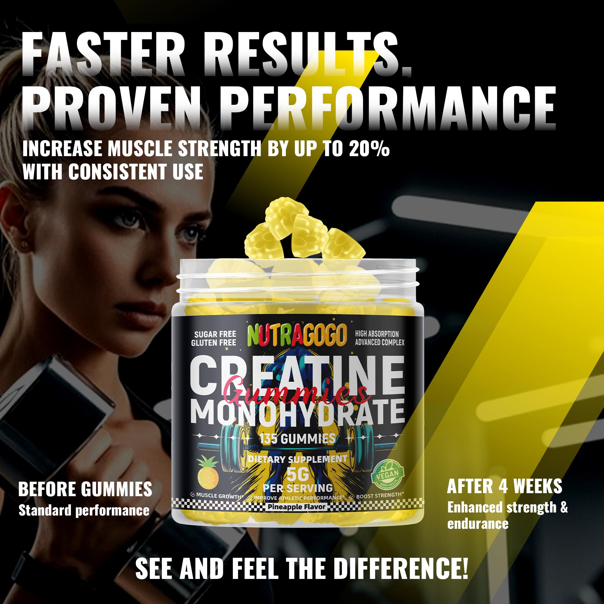 NUTRAGOGO Creatine Gummy on-the-go bottle ideal for travel
