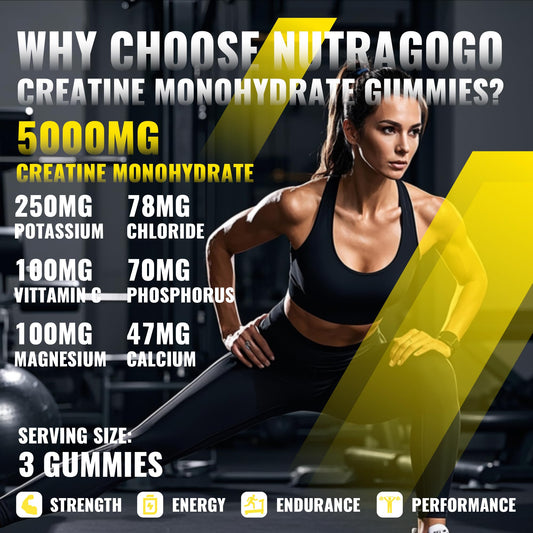 NUTRAGOGO Creatine Gummy three gummies serving for easy intake during workouts