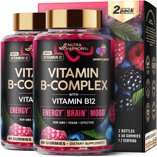 NUTRAHARMONY B-Complex gummies berry flavor close-up for daily energy
