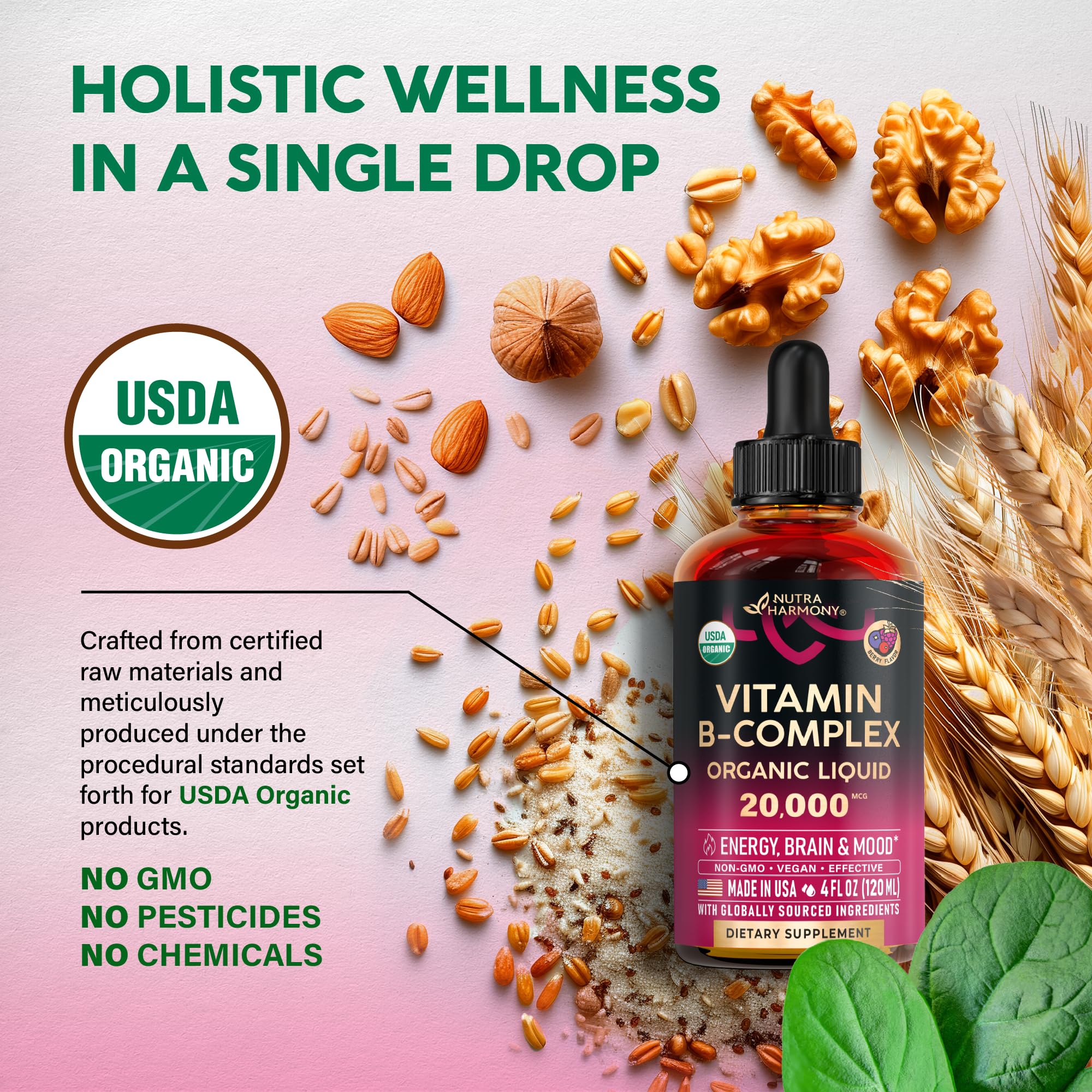 NUTRAHARMONY B-Complex sugar-free berry flavor for enjoyable daily use.