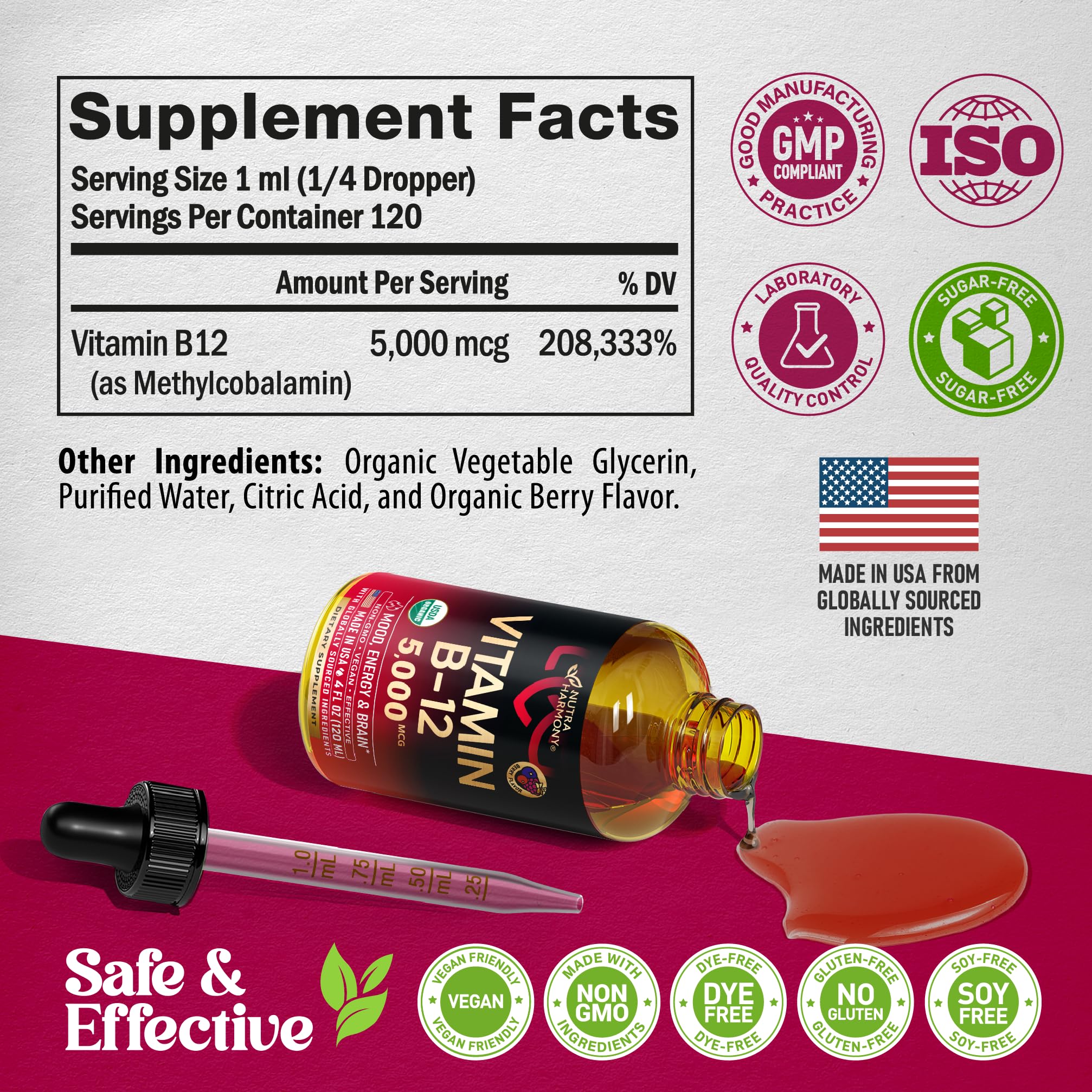 NutraHarmony B12 vegan formula appealing to plant-based lifestyles.