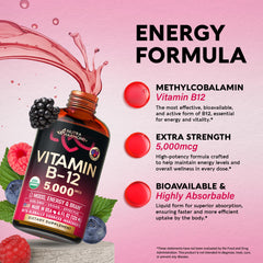 NutraHarmony B12 drops organic certification badge communicates quality.