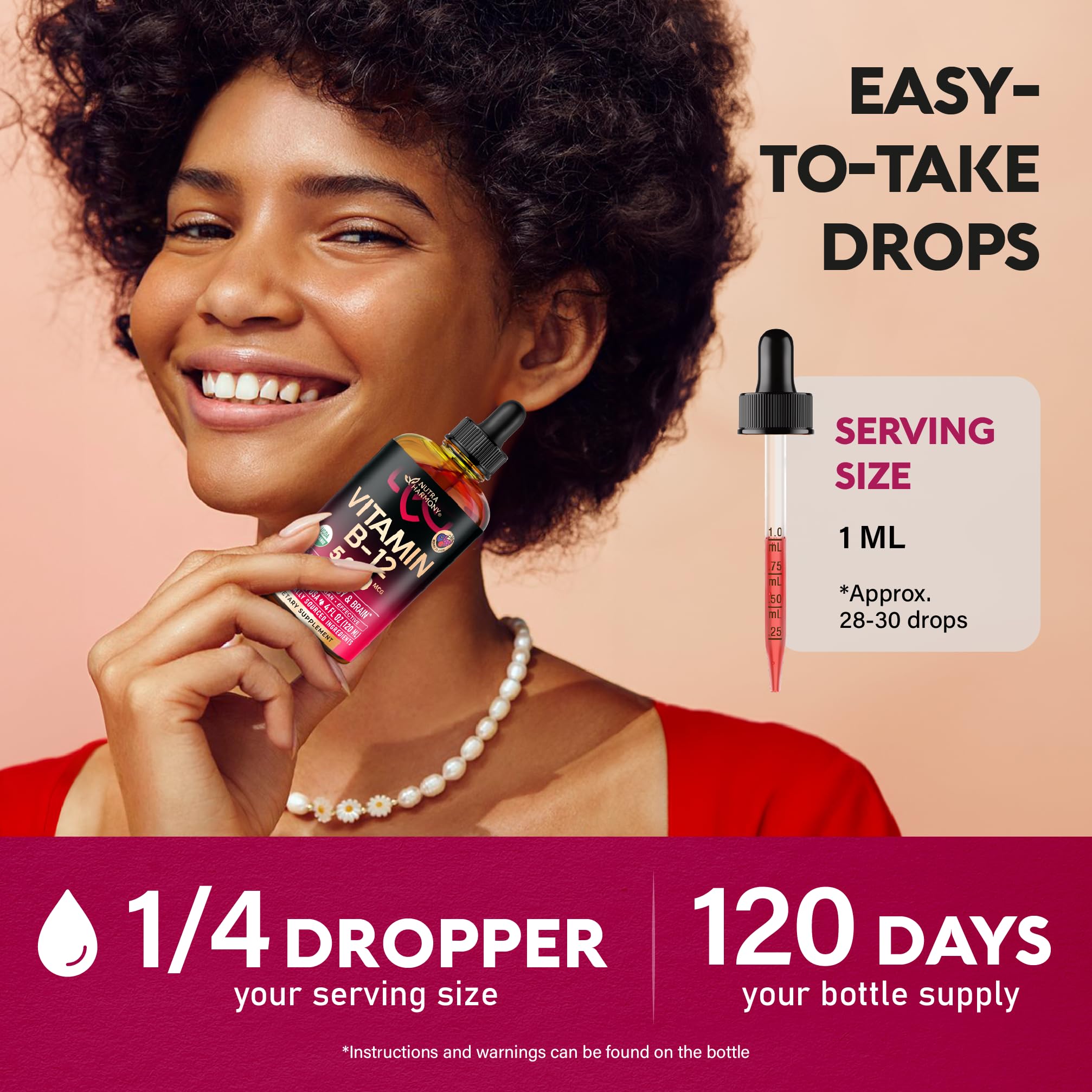 NutraHarmony B12 liquid with 5000 mcg supports focus during busy days.
