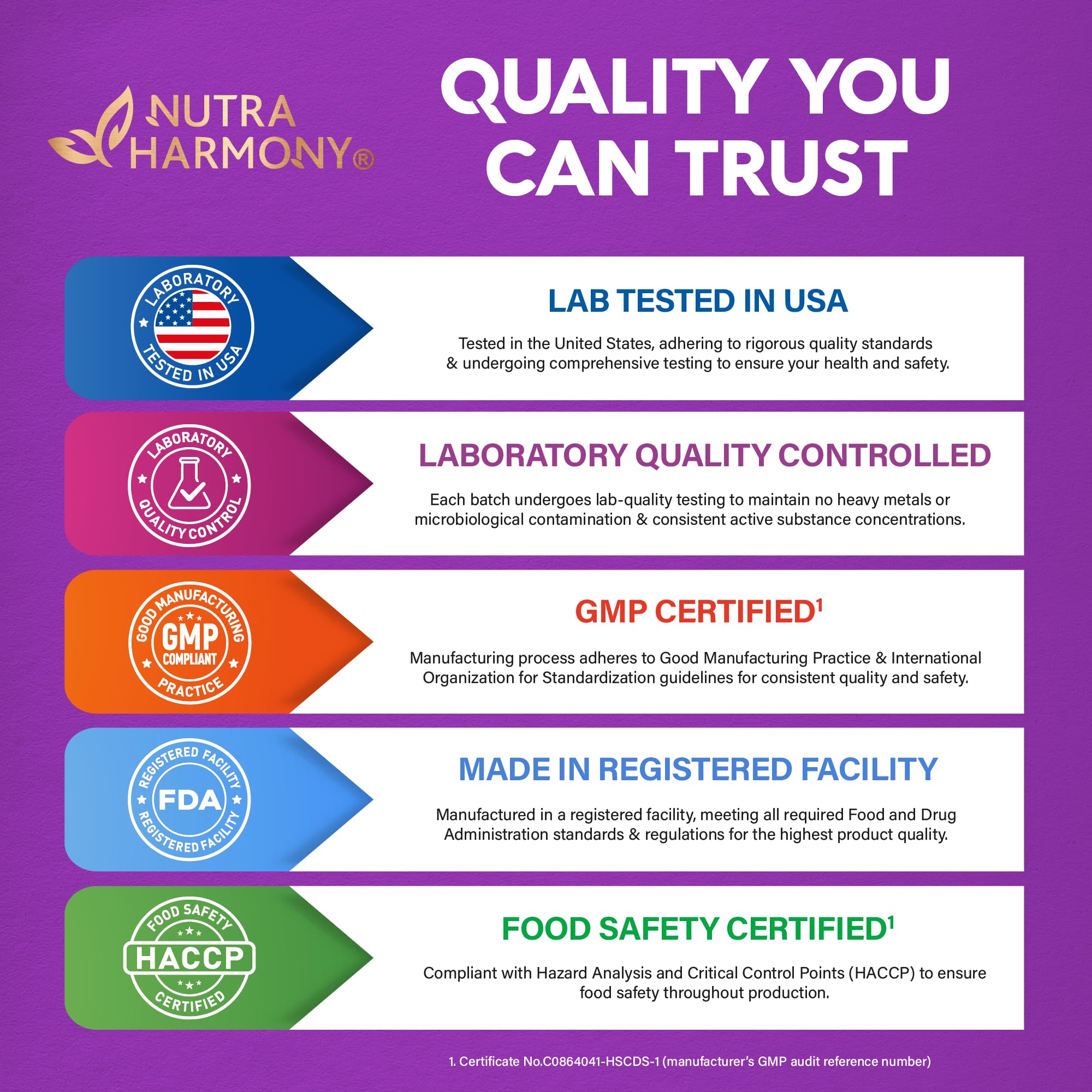 NutraHarmony label shot communicates brand identity and product benefits.