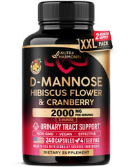 NutraHarmony D-Mannose 2000mg bottle front supports urinary tract wellness.