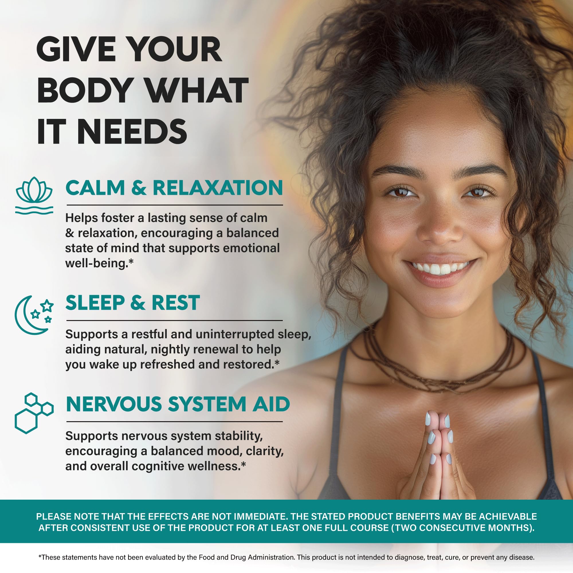 NutraHarmony GABA L-Theanine label with key per capsule ingredients.